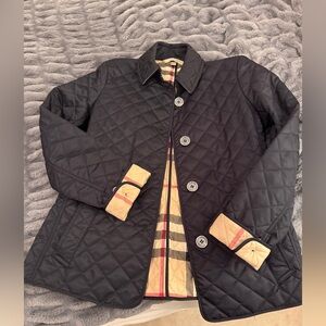 Burberry Black Quilted Navy Blue Signature Nova Check Lining